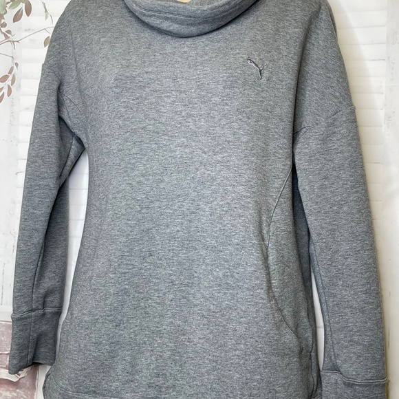 Puma Womens Heather Gray Cowl Neckline LS Stretch Sweatshirt Sweater Sz. Small S - Picture 2 of 14